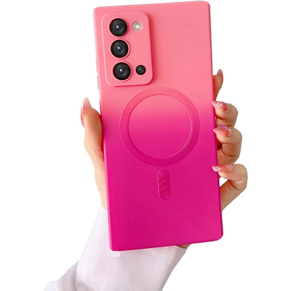 Galaxy Note 20 Case Magnetic [Support Magsafe Charger] Wireless Anti-Scratch Shockproof Camera Protection Gradient Silicon Phone Cover Case for Samsung Galaxy Note 20 6.7"-Pink