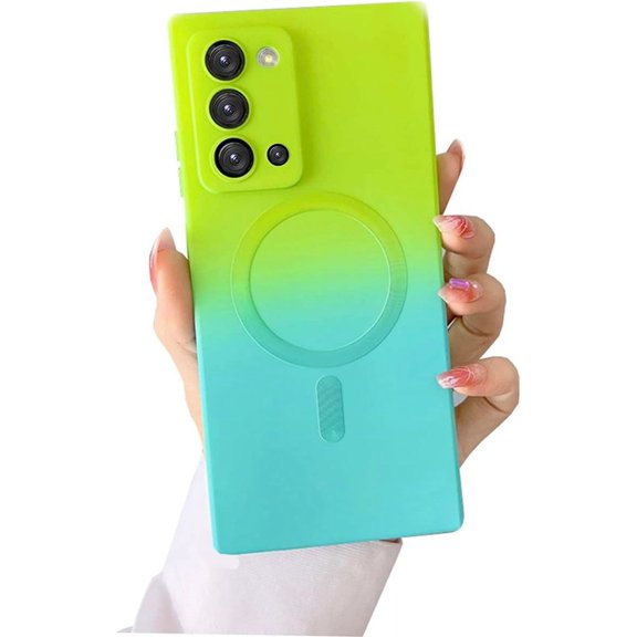 Galaxy Note 20 Case Magnetic [Support Magsafe Charger] Wireless Anti-Scratch Shockproof Camera Protection Gradient Silicon Phone Cover Case for Samsung Galaxy Note 20 6.7"-Green