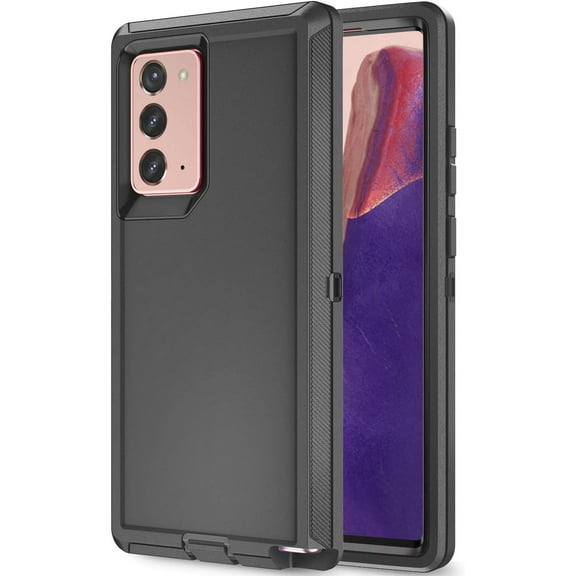 Galaxy Note 20 Case for Samsung Galaxy Note 20 Case  Drop Shockproof  Heavy Duty Rugged 3 in 1 Protection Cover for Galaxy Note 20 Phone Case (Black+Black)
