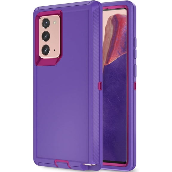 Galaxy Note 20 Case for Samsung Galaxy Note 20 Case Military Drop Shockproof Heavy Duty Rugged 3 in 1 Protection Cover for Galaxy Note 20 Phone Case (Purple+Rose Red)