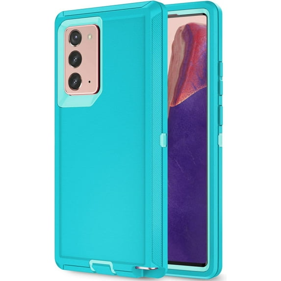 Galaxy Note 20 Case for Samsung Galaxy Note 20 Case Military Drop Shockproof Heavy Duty Rugged 3 in 1 Protection Cover for Galaxy Note 20 Phone Case (Teal+Light Green)