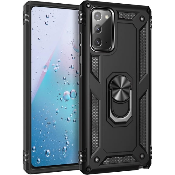 Galaxy Note 20 Case, Samsung Galaxy Note 20 Case, Military Grade 360 Degree Rotating Metal Ring Holder Kickstand Protective Phone Cover Case for Samsung Galaxy Note 20 5G, Black