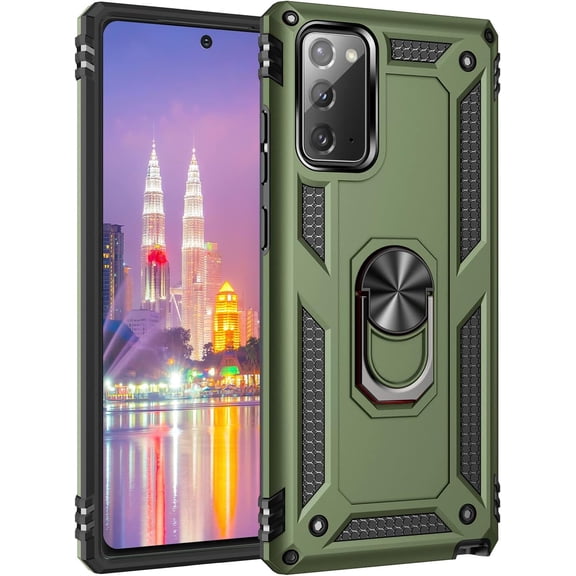 Galaxy Note 20 Case, Samsung Galaxy Note 20 Case, Military Grade 360 Degree Rotating Metal Ring Holder Kickstand Protective Phone Cover Case for Samsung Galaxy Note 20 5G, Green
