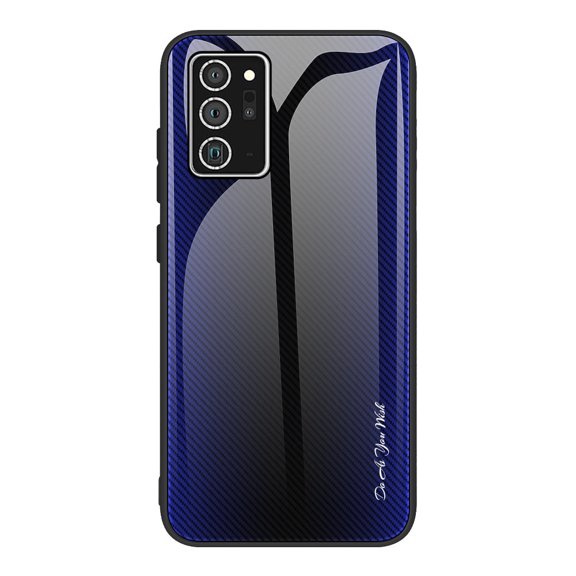Galaxy Note 20 Case,  TPU+Tempered Glass Back Cover Shock-absoption Anti-scratch Wireless Charging Support Back Cover Case for Samsung Galaxy Note 20, Darkblue