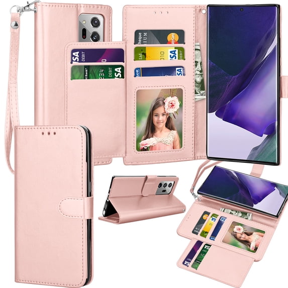 Galaxy Note 20 Ultra (2020),Takfox Leather Wallet Case Flip Magnetic Closure Card Slots Cash Pockets with Kickstand Protective Folio Flip Cover -Rose Gold