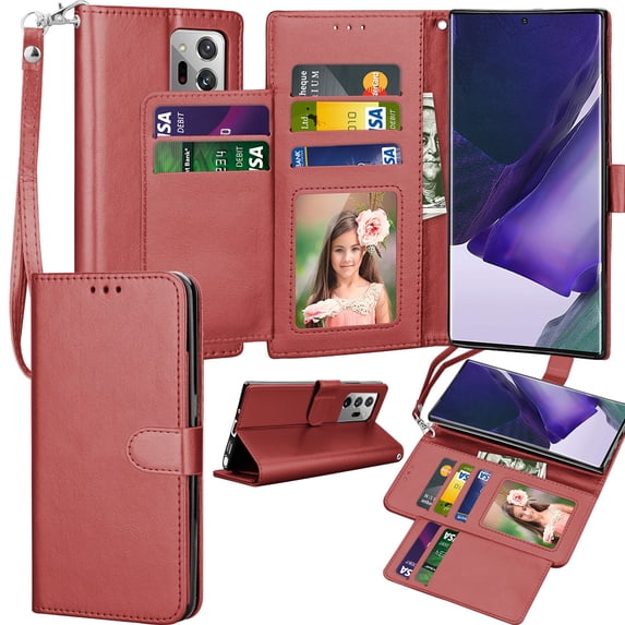 Galaxy Note 20 Ultra (2020),Takfox Leather Wallet Case Flip Magnetic Closure Card Slots Cash Pockets with Kickstand Protective Folio Flip Cover -Wine Red