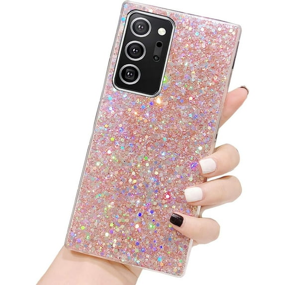 Galaxy Note 20 Ultra 5G Glitter Case, Sparkle Bling Shiny Diamond Slim Soft Reflective Clear TPU Rubber Bumper Girl Women Protective Case for Samsung Galaxy Note 20 Ultra 6.9 inch 2020 (Pink)