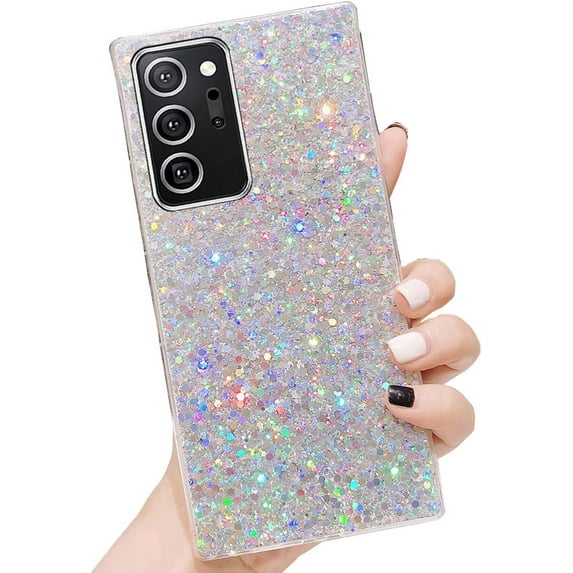 Galaxy Note 20 Ultra 5G Glitter Case, Sparkle Bling Shiny Diamond Slim Soft Reflective Clear TPU Rubber Bumper Girl Women Protective Case for Samsung Galaxy Note 20 Ultra 6.9 inch 2020 (Silver)