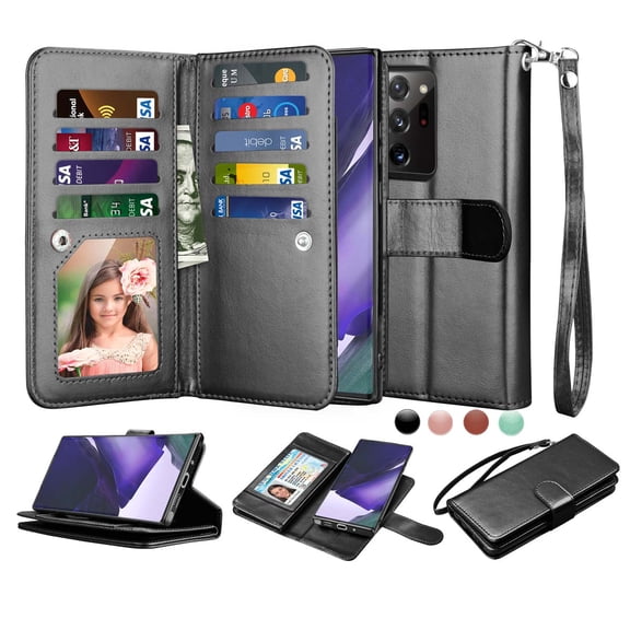 for Galaxy Note 20 Ultra 5G Wallet Case, Note 20 Ultra Cases, Njjex [9 Card Slots] PU Leather ID Credit Holder Folio Flip [Detachable] Kickstand Magnetic Phone Cover