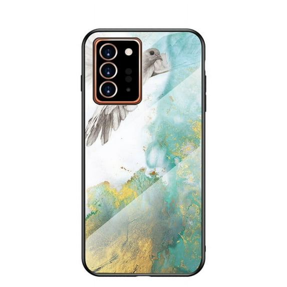 Galaxy Note 20 Ultra Back Cover, Allytech Tempered Back Cover Case Shock-Absorption Anti-scratch Bumper Wireless Charging Support Case for Samsung Galaxy Note 20 Ultra, Green Marble