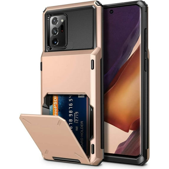 for Galaxy Note 20 Ultra Case 5G Wallet 4-Card Flip Cover Credit Card Holder Slot Back Pocket Dual Layer Protective Hybrid Hard Shell Bumper Armor Case for Samsung Note 20 Ultra 6.9 Rose Gold