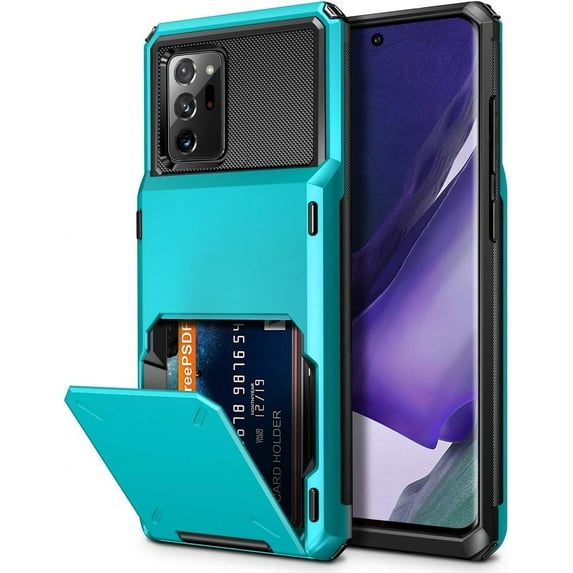 for Galaxy Note 20 Ultra Case 5G Wallet 4-Card Flip Cover Credit Card Holder Slot Back Pocket Dual Layer Protective Hybrid Hard Shell Bumper Armor Case for Samsung Note 20 Ultra 6.9 Sky Blue