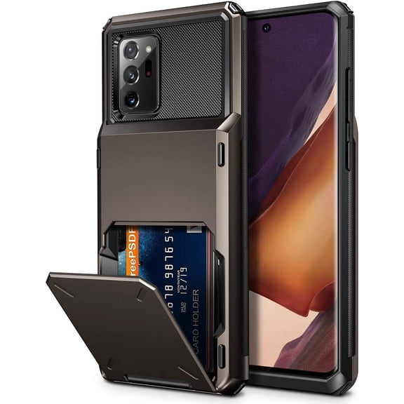for Galaxy Note 20 Ultra Case 5G Wallet 4-Card Flip Cover Credit Card Holder Slot Back Pocket Dual Layer Protective Hybrid Hard Shell Bumper Armor Case for Samsung Note 20 Ultra 6.9 Gun Metal