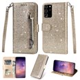 thumbnail image 1 of Galaxy Note 20 Ultra Case, Allytech Bling Glitter PU Leather TPU Inner Flip Cover Stand Magnetic Wrist Strap Zipper Pocket Cards Slots Shockproof Wallet Case for Samsung Galaxy Note 20 Ultra,Gold, 1 of 4