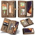 thumbnail image 1 of Galaxy Note 20 Ultra Case, Allytech Premium PU Leather Flip Stand Zipper Multiple Cards Slots Magnetic Closure Detachable Back Cover Wallet Pocket Case for Samsung Galaxy Note 20 Ultra, Darkbrown, 1 of 1