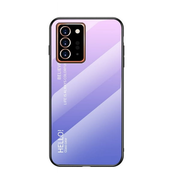 Galaxy Note 20 Ultra Case, Allytech Tempered Glass Pattern Back+TPU Frame Hybrid Shell Slim Gradient Color Anti-scratch Shockproof Cover Case for Samsung Galaxy Note 20 Ultra, Lightpurple