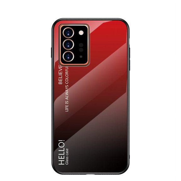 Galaxy Note 20 Ultra Case, Allytech Tempered Glass Pattern Back+TPU Frame Hybrid Shell Slim Gradient Color Anti-scratch Shockproof Cover Case for Samsung Galaxy Note 20 Ultra, Red