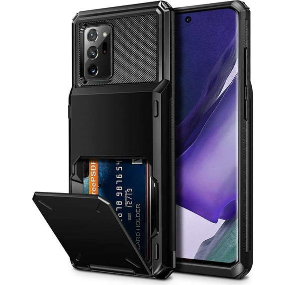 for Galaxy Note 20 Ultra Case Card Holder Wallet 4-Card Flip Cover Credit Slot Back Pocket Men Dual Layer Protective Hybrid Hard Shell Bumper Armor Case for Samsung Note 20 Ultra 6.9 Black