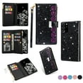 thumbnail image 1 of Galaxy Note 20 Ultra Case for Girls Women, Allytech Glitter Bling Kickstand Magnetic Clasp Credit Cards Slots Zipper Pocket Flip Cover Wallet Case for Samsung Galaxy Note 20 Ultra, Black, 1 of 10