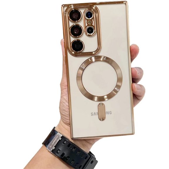 Galaxy Note 20 Ultra Case Magnetic [Support Magsafe Charger] Wireless Anti-Scratch Shockproof Plated Clear Full Camera Protection Phone Cover Case for Samsung Galaxy Note 20 Ultra-Gold