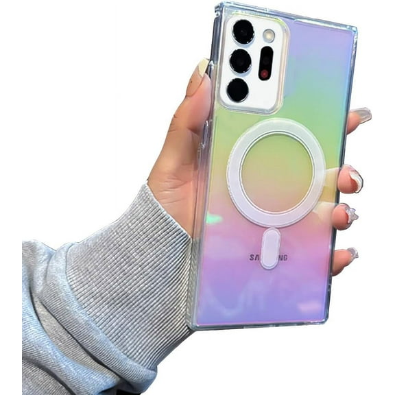 Galaxy Note 20 Ultra Case  [Support Magsafe Charger] Wireless Holographic Shockproof Clear Full Camera Protection Slim Thin Phone Cover Case for Samsung Galaxy Note 20 Ultra-Colorful