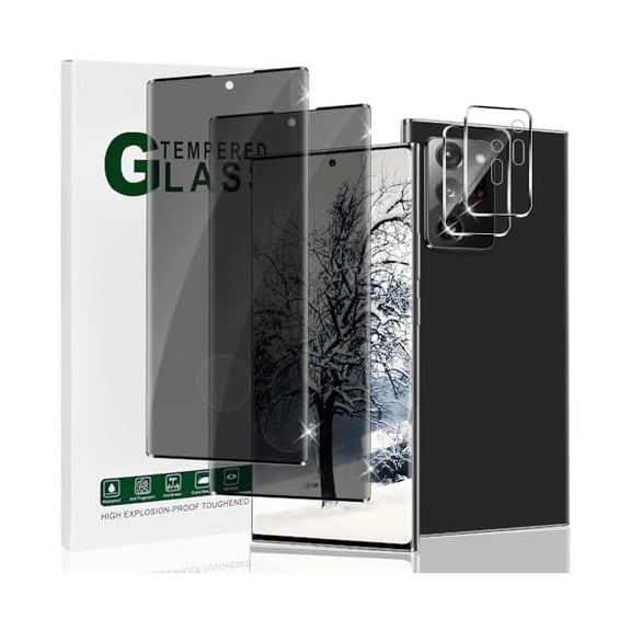 Galaxy Note 20 Ultra Privacy Screen Protector,2Pack Tempered Glass Screen Protector 2 Pack Camera Lens Protector, Fingerprint unlock, No Bubble,Scratch-Resistant,For Samsung Galaxy Note 20 Ultra