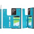 thumbnail image 1 of Galaxy Note 20 Ultra Wallet Case with RFID Blocking Card Holder,Premium PU Leather Double Magnetic Buttons Flip Wrist Lanyard Strap Cover for Samsung Galaxy Note 20 Ultra 5G 6.9",Blue, 1 of 14