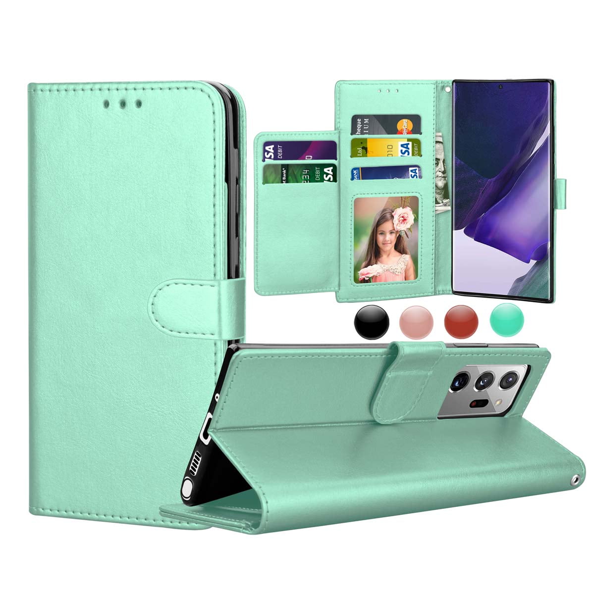 Galaxy Note 20 Wallet Case, Galaxy Note 20 5G 2020 PU Leather Cases, Njjex [Kickstand] Luxury PU Leather Wallet Case Flip Folio Cover [Card Slots] [Wrist Strap]
