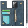 thumbnail image 1 of Galaxy Note 20 Wallet Case with Card Holder, Luxury PU Leather Kickstand Card Slots,Double Magnetic Clasp and Flip Wrist Strap Multi-Function Case for Samsung Galaxy Note 20 6.7",Blue, 1 of 13