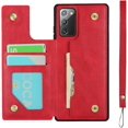 thumbnail image 1 of Galaxy Note 20 Wallet Case with Card Holder, Luxury PU Leather Kickstand Card Slots,Double Magnetic Clasp and Flip Wrist Strap Multi-Function Case for Samsung Galaxy Note 20 6.7",Red, 1 of 13