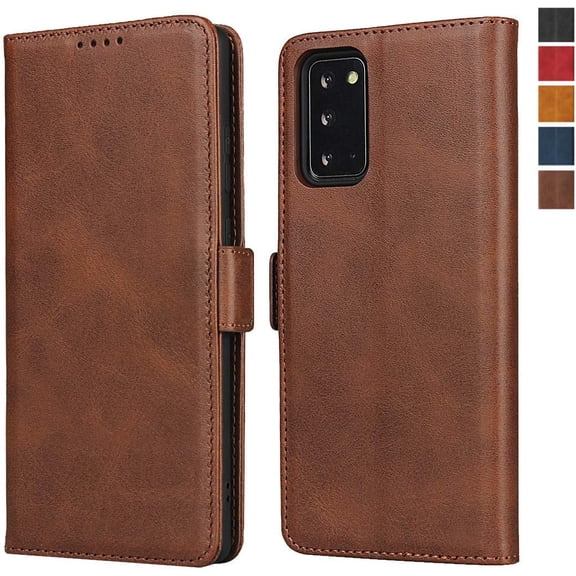Galaxy Note 20 Wallet Case,Premium PU Leather Flip Folio Case with Card Slot,Stand Holder and Magnetic Snap TPU Shockproof Interior Protective Case for Samsung Galaxy Note 20 5G,6.7" Brown