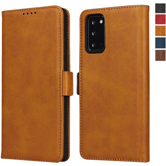 Galaxy Note 20 Wallet Case,Premium PU Leather Flip Folio Case with Card Slot,Stand Holder and Magnetic Snap TPU Shockproof Interior Protective Case for Samsung Galaxy Note 20 5G,6.7" Khaki