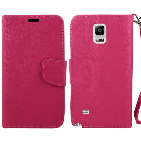 Galaxy Note 4 Case, SOGA® PU Leather Magnetic Flip Design Wallet Case for Samsung Galaxy Note 4 - Hot Pink
