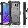 thumbnail image 1 of Galaxy Note 5 Case, [SUPER GUARD] Dual Layer Protection With [Built-in Screen Protector] Holster Locking Belt Clip+Circle(TM) Stylus Touch Screen Pen (Black), 1 of 8