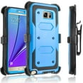 thumbnail image 1 of Galaxy Note 5 Case, [SUPER GUARD] Dual Layer Protection With [Built-in Screen Protector] Holster Locking Belt Clip+Circle(TM) Stylus Touch Screen Pen (Blue), 1 of 7