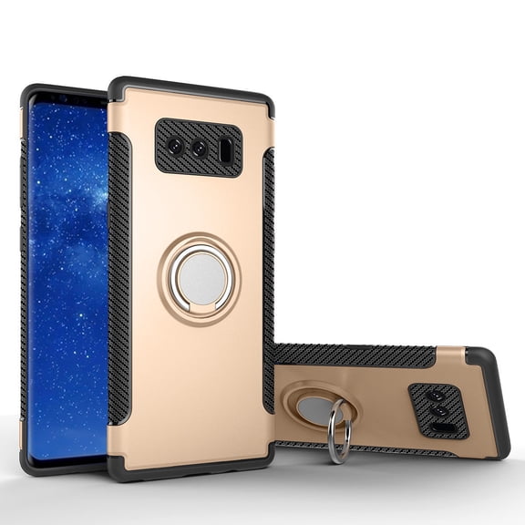 Galaxy Note 8 Case, Mignova Hybrid Protective Case Shock-Absorption Drop-Protection Ring Holder Hard PC Shell & Soft Silicone Inner Case Stand for Samsung Galaxy Note 8 (Gold)