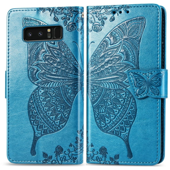 Galaxy Note 8 Case, Galaxy Note 8 Wallet Folio Case Magnetic Closure RFID Blocking Card Slots Kickstand Shockproof Protection Case for Samsung Galaxy Note 8,Blue