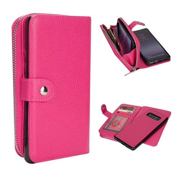 Galaxy Note 8 Wallet Case, Mignova Multi-purpose PU Leather Case Purse with Card Slots Holder Magnetic Detachable Flip Folio Cover Holster Carrying Case for Samsung Galaxy Note 8 2017-Rose Pink