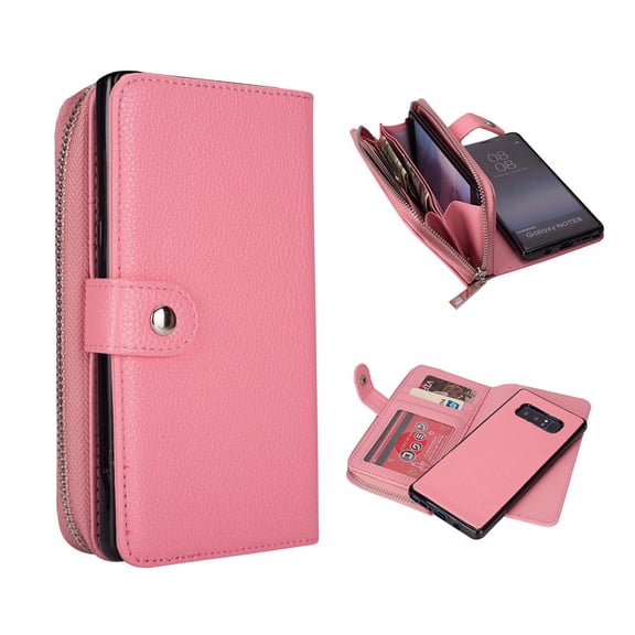Galaxy Note 8 Wallet Case, Mignova Multi-purpose PU Leather Case Purse with Card Slots Holder Magnetic Detachable Flip Folio Cover Holster Carrying Case for Samsung Galaxy Note 8 2017-Light Pink