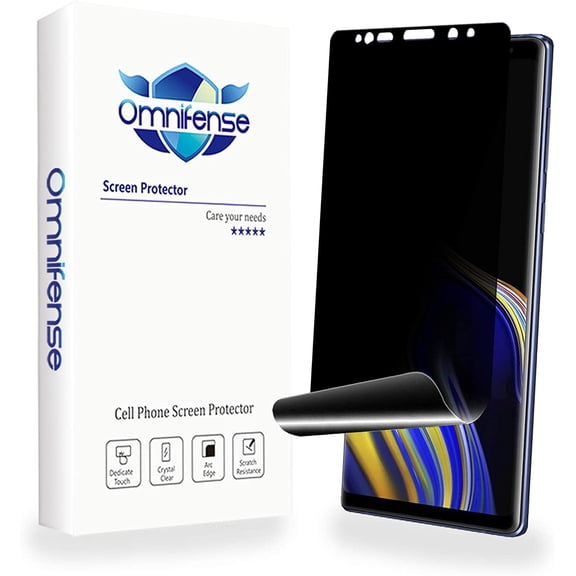 Galaxy Note 9 Screen Protector Privacy, 2-Way Anti Spy Full Adhesive Coverage (2-Pack) Nano Shield 3D Curve Edge Fit Soft Film (NOT Tempered Glass) for Samsung Note 9 and 1-Pack Back Skin Protector