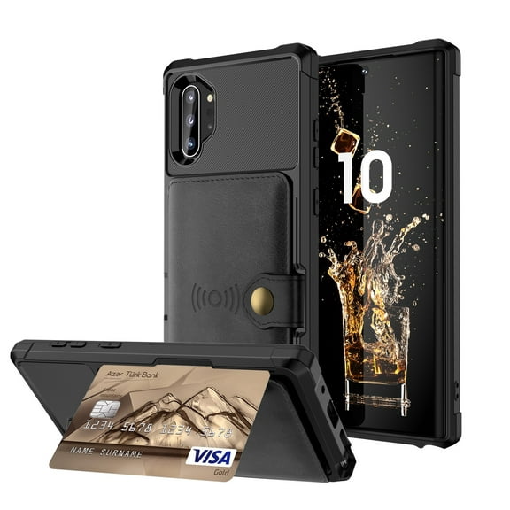 Galaxy Note 9 Wallet Case, Shockproof Rubber Card Holder Wallet PU Leather Back Phone Case Kickstand Protective Scratch Hybrid Bumper Shell for Samsung Galaxy Note 9 6.4 inch 2018, Black