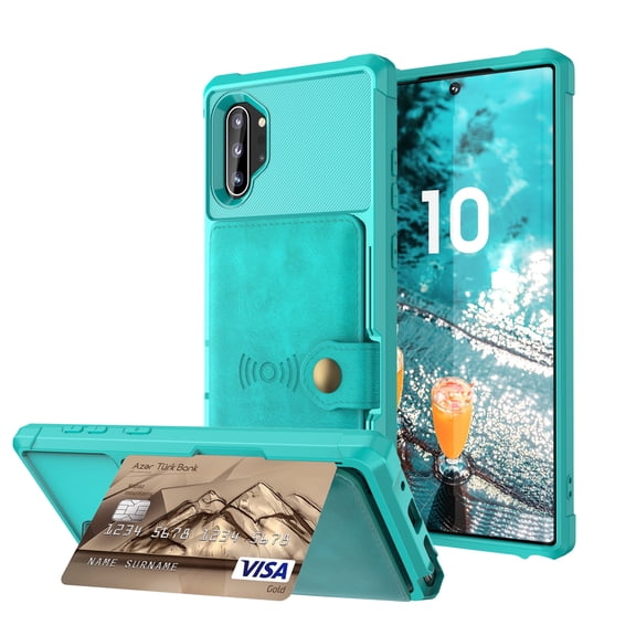 Galaxy Note 9 Wallet Case, Shockproof Rubber Card Holder Wallet PU Leather Back Phone Case Kickstand Protective Scratch Hybrid Bumper Shell for Samsung Galaxy Note 9 6.4 inch 2018, Green