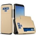 thumbnail image 1 of for Galaxy Note 9 Wallet Case with Sliding Door Hidden Pocket Credit Card Holder Dual Layer Heavy Duty Shockproof Hard PC Hybrid TPU Flip Protective Cover for Samsung Galaxy Note 9, Gold, 1 of 8