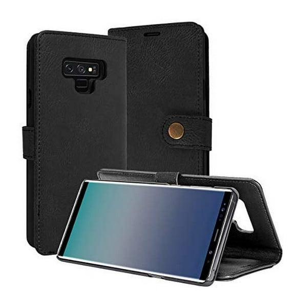 Galaxy Note 9 wallet case, Mignova Folio case with card slot and detachable magnetic hard case for Samsung Galaxy note 9 case 2018(Black)