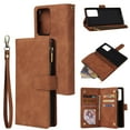 thumbnail image 1 of Galaxy Note20 Wallet Case, Dteck Soft Leather Zipper Wallet Case Magnetic Buckle Horizontal Flip Cover with 5 Card Slots/Photo Pocks For Samsung Galaxy Note 20 / Note20 5G, Brown, 1 of 9