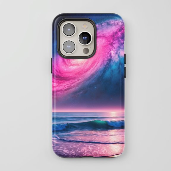 Galaxy Ocean For All iPhone Series Tough Phone Case Fantasy Landscape Pink Blue Purple