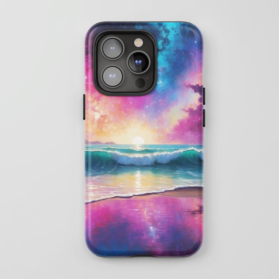 Galaxy Ocean Sunset For All iPhone Series Tough Phone Case Digital Art Pink Blue