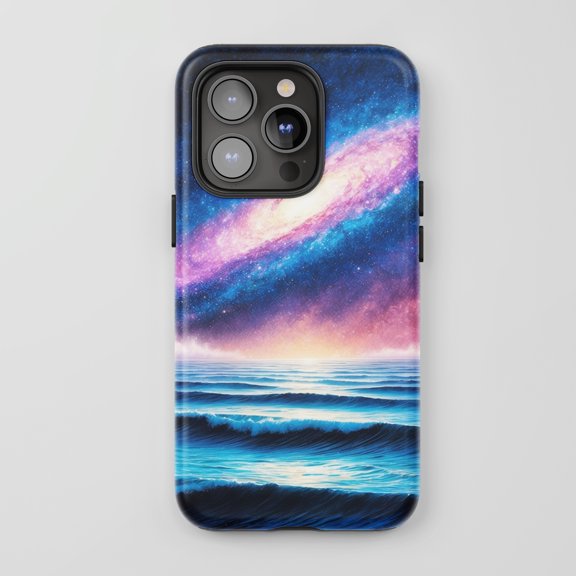 Galaxy Ocean View for All iPhone Series Tough Phone Case Artistic Blue Purple
