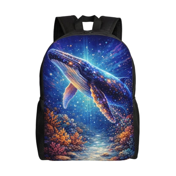 Galaxy Ocean Whale Backpack Large Capacity Laptop Bag for Men and Women
