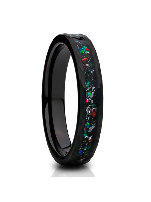 Galaxy Opal Tungsten Ring,4mm Wedding Ring,Engagement Ring,Anniversary Ring,Engagement Ring,Galaxy Opal Ring